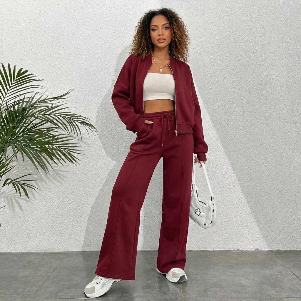 Velissé Lounge Suit Set – Cardigan & Wide Leg Pants